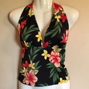 Amazing black/multi color halter bikini top by Sessa, size 14!